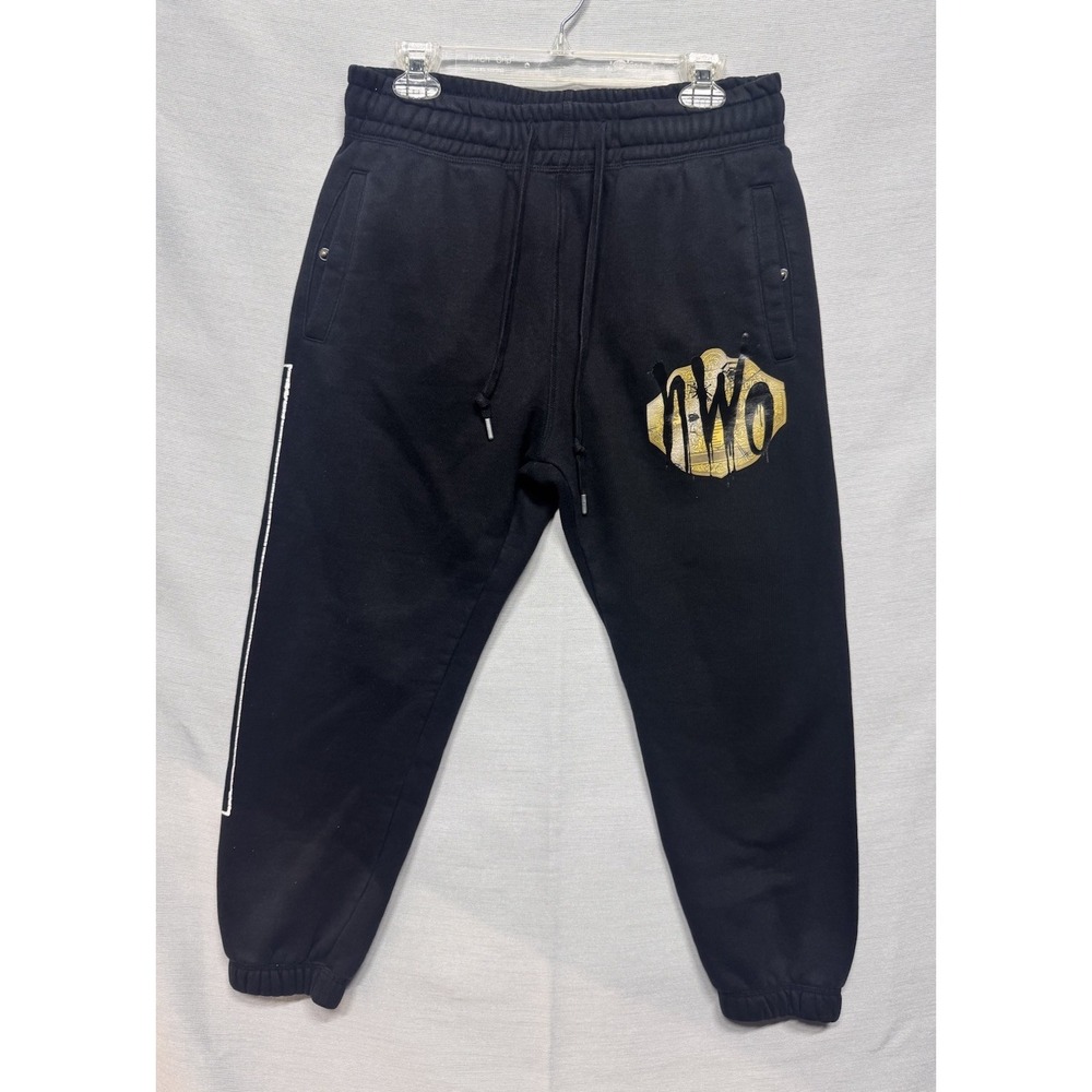 WWE SHOE PALACE SWEATPANT Sz M Black NWO 4-LIFE WOLFPACK Heavyweight Cotton